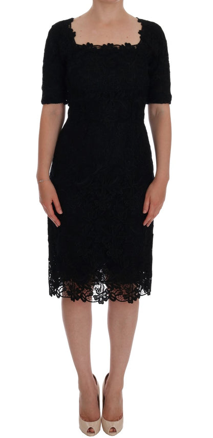 Dolce &amp; Gabbana Elegant Black Knee-Length Sheath Dress