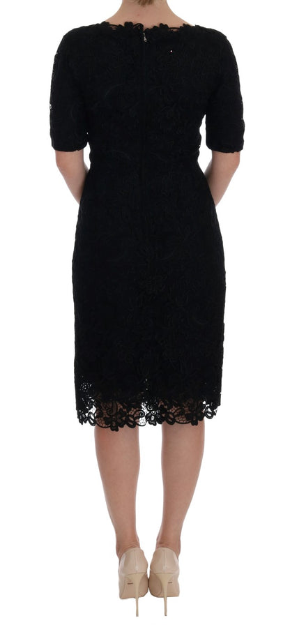 Dolce &amp; Gabbana Elegant Black Knee-Length Sheath Dress