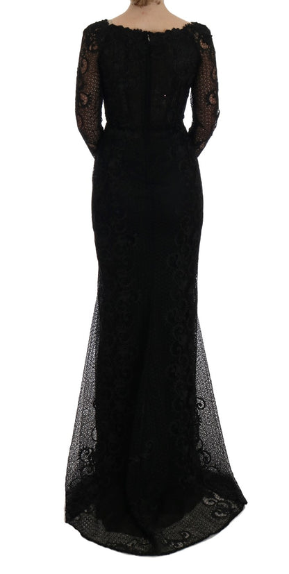 Dolce &amp; Gabbana Elegant Full Length Black Sheath Maxi Dress