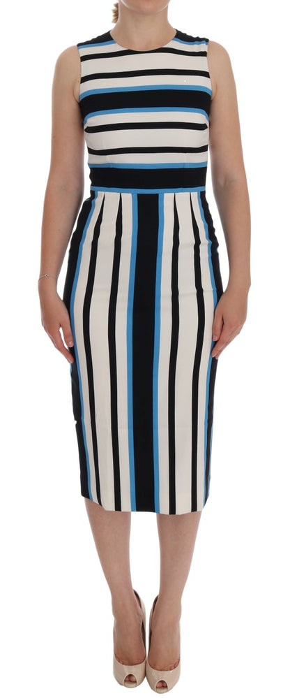 Dolce &amp; Gabbana Chic Striped Silk Sheath Dress