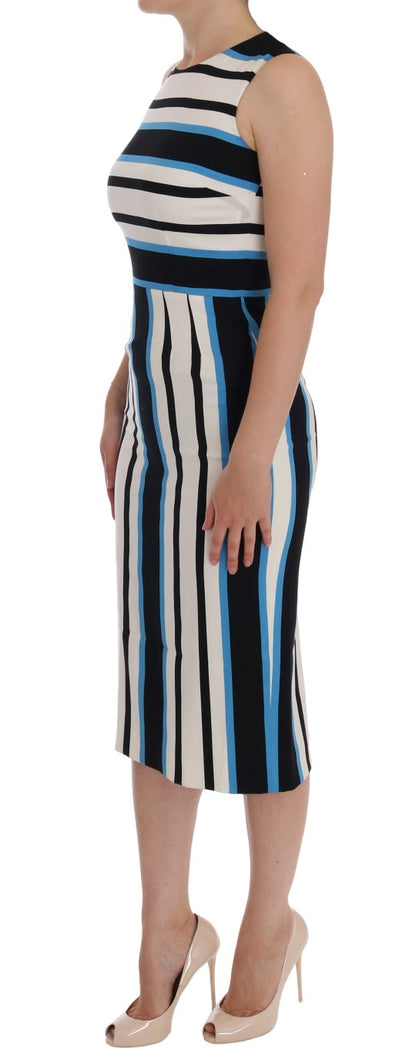 Dolce &amp; Gabbana Chic Striped Silk Sheath Dress