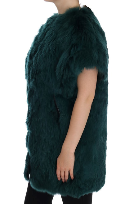 Dolce &amp; Gabbana Exquisite Green Alpaca Fur Long Vest