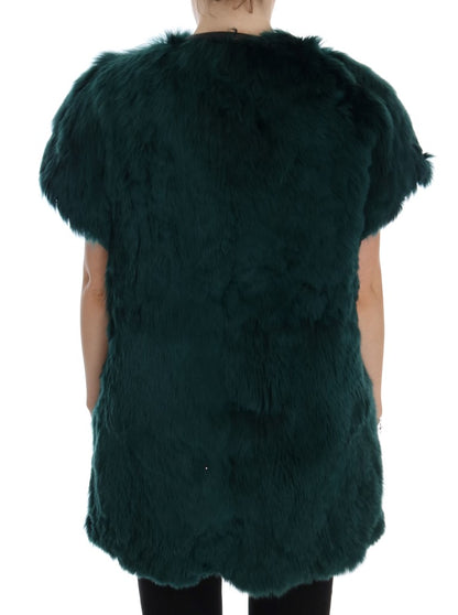 Dolce &amp; Gabbana Exquisite Green Alpaca Fur Long Vest