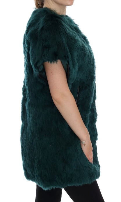 Dolce &amp; Gabbana Exquisite Green Alpaca Fur Long Vest