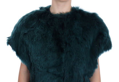 Dolce &amp; Gabbana Exquisite Green Alpaca Fur Long Vest