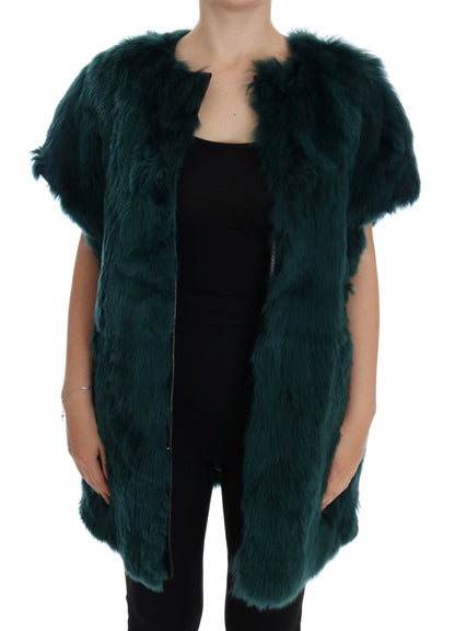 Dolce &amp; Gabbana Exquisite Green Alpaca Fur Long Vest