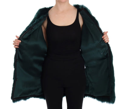 Dolce &amp; Gabbana Exquisite Green Alpaca Fur Long Vest