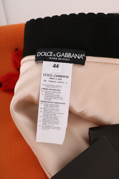 Dolce &amp; Gabbana Embellished Wool Skirt in Vivid Orange