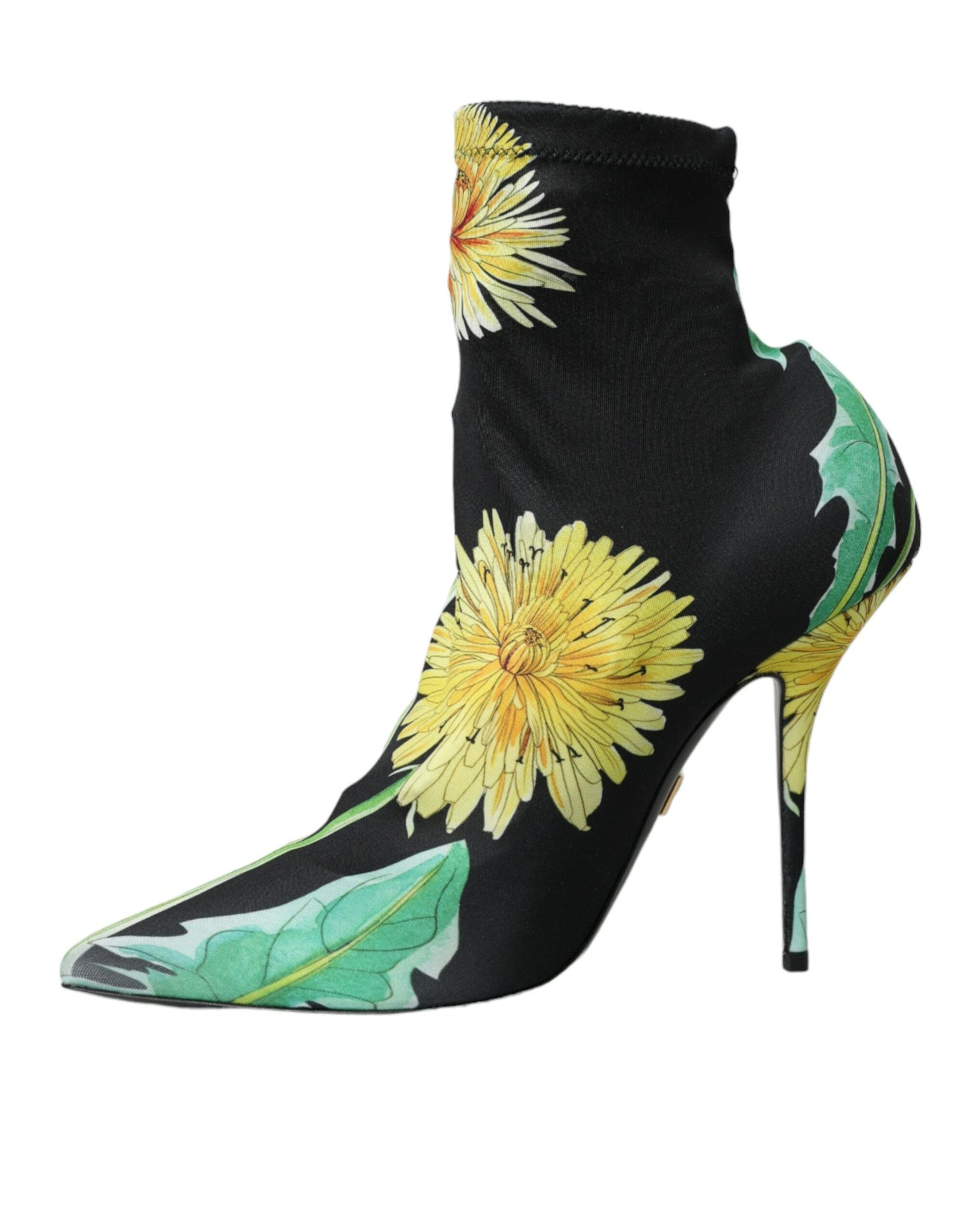 Dolce &amp; Gabbana Black Floral Jersey Stretch Ankle Boots Shoes