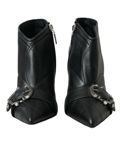 Dolce &amp; Gabbana Black Devotion Quilted Buckled Boots Shoes