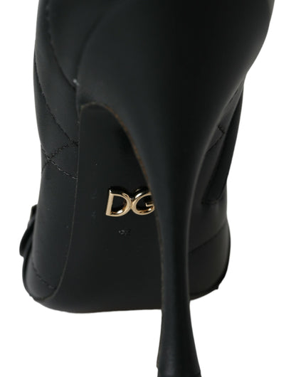 Dolce &amp; Gabbana Black Devotion Quilted Buckled Boots Shoes