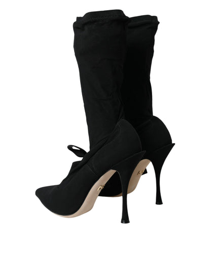 Dolce &amp; Gabbana Black Stiletto Heels Mid Calf Boots Shoes