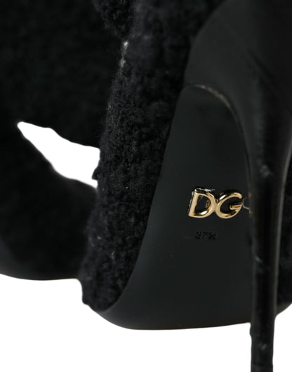 Dolce &amp; Gabbana Black Stiletto Heels Mid Calf Boots Shoes