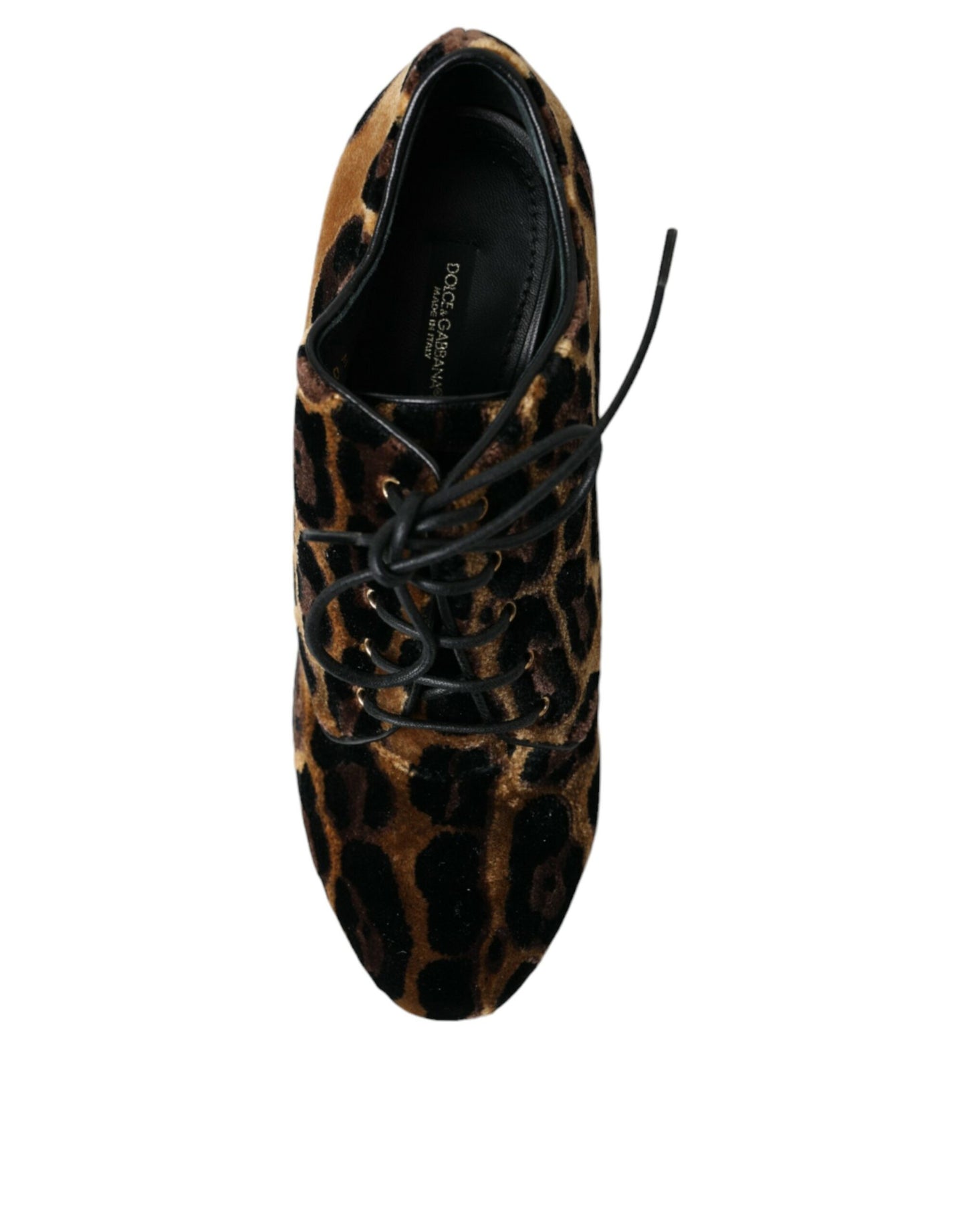 Dolce &amp; Gabbana Brown Leopard Hair Lace Up Booties Shoes