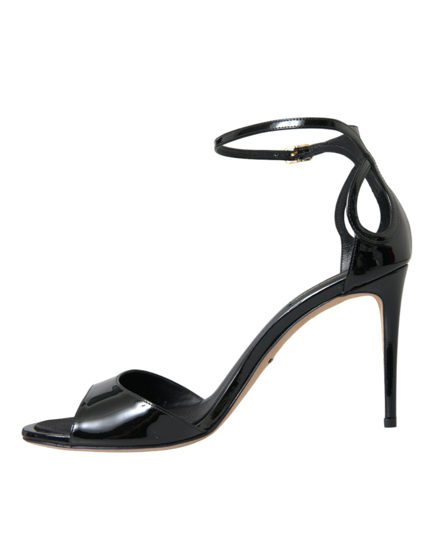 Dolce &amp; Gabbana Black KEIRA Leather Heels Sandals Shoes