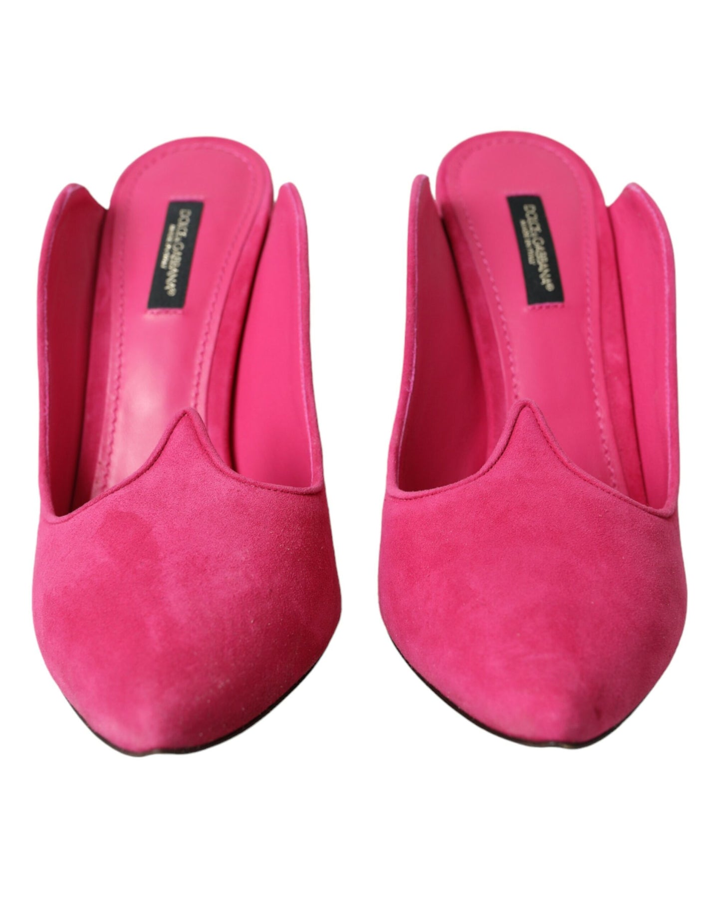 Dolce &amp; Gabbana Fuchsia Suede Leather Mules Sandals Shoes