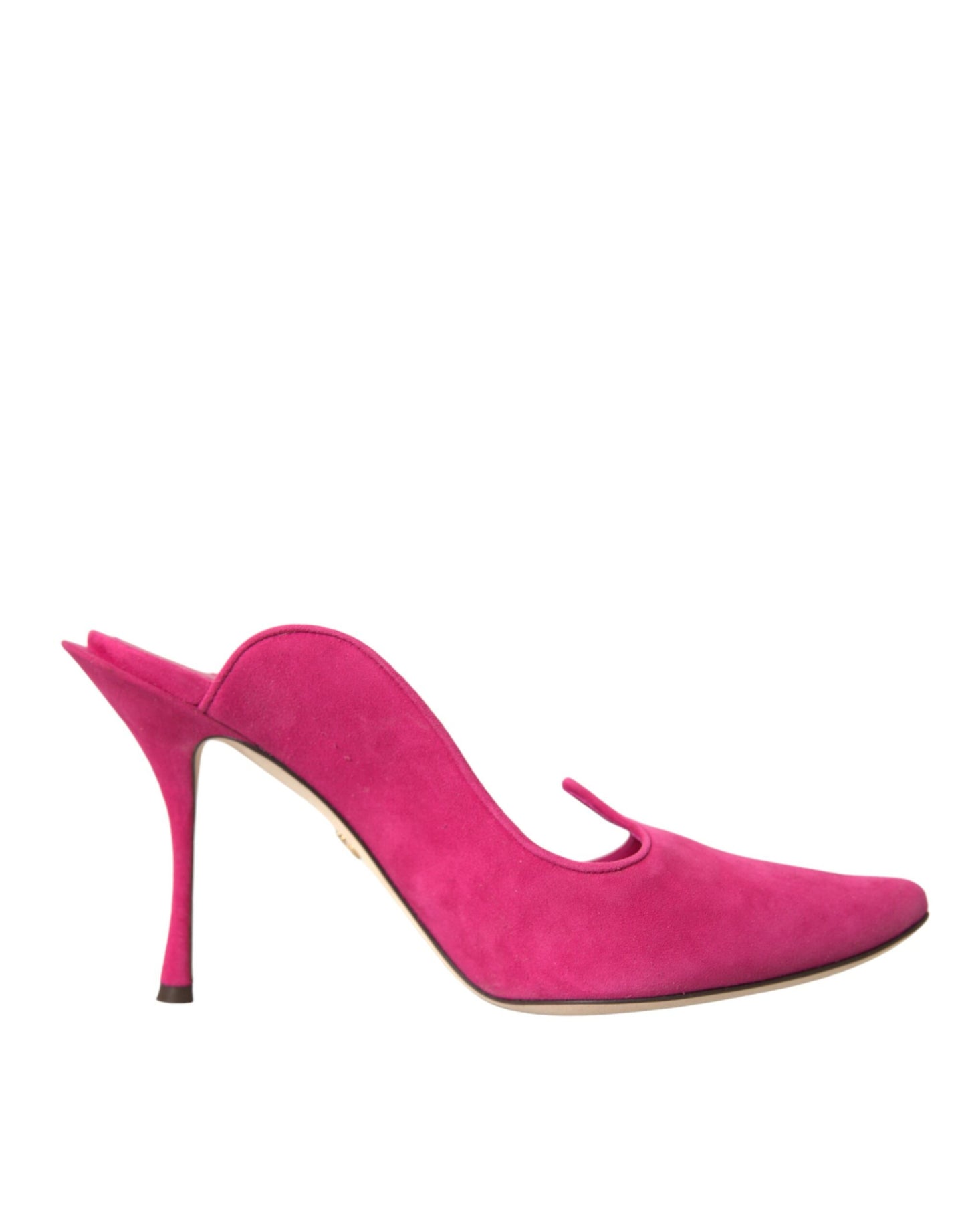 Dolce &amp; Gabbana Fuchsia Suede Leather Mules Sandals Shoes