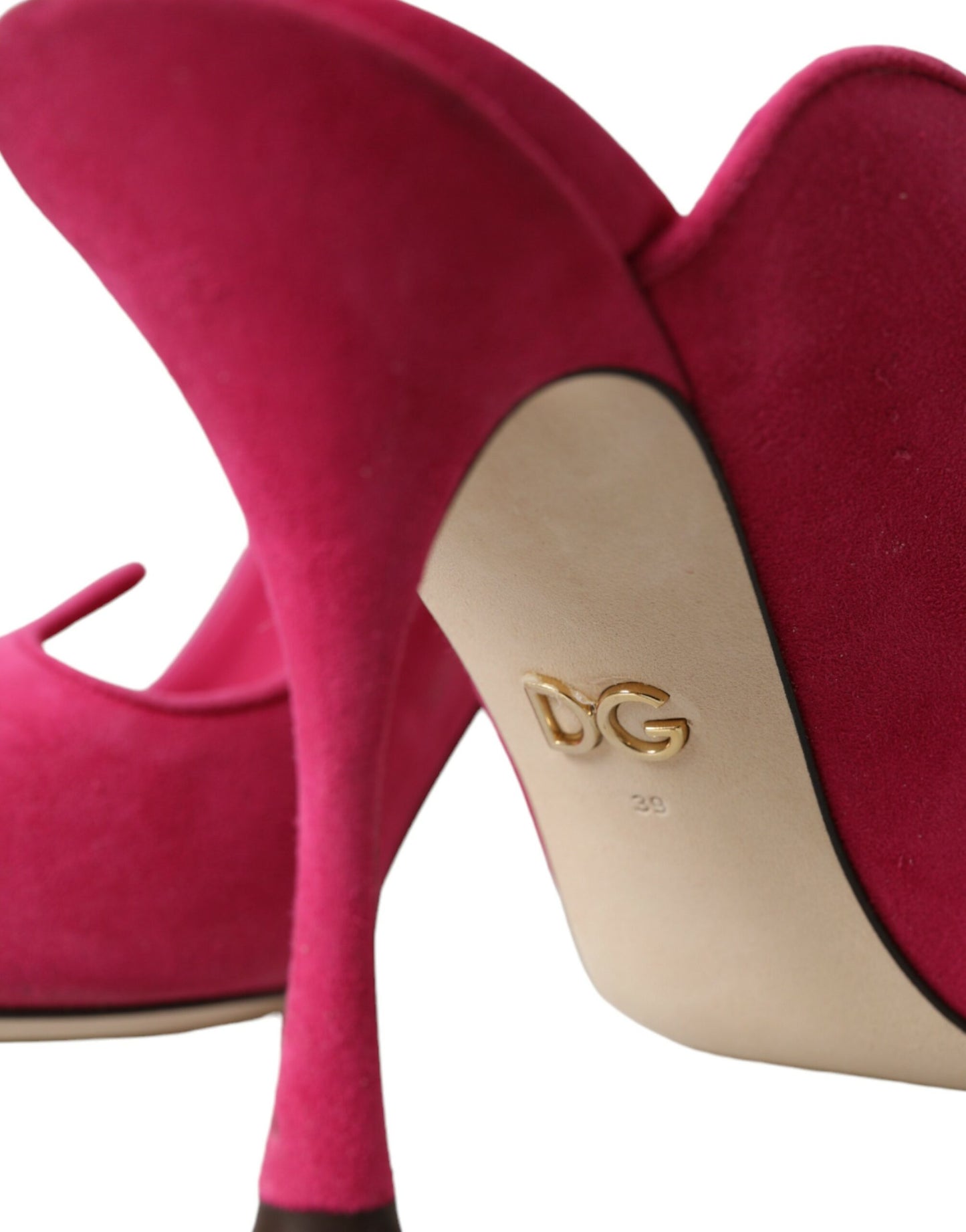 Dolce &amp; Gabbana Fuchsia Suede Leather Mules Sandals Shoes