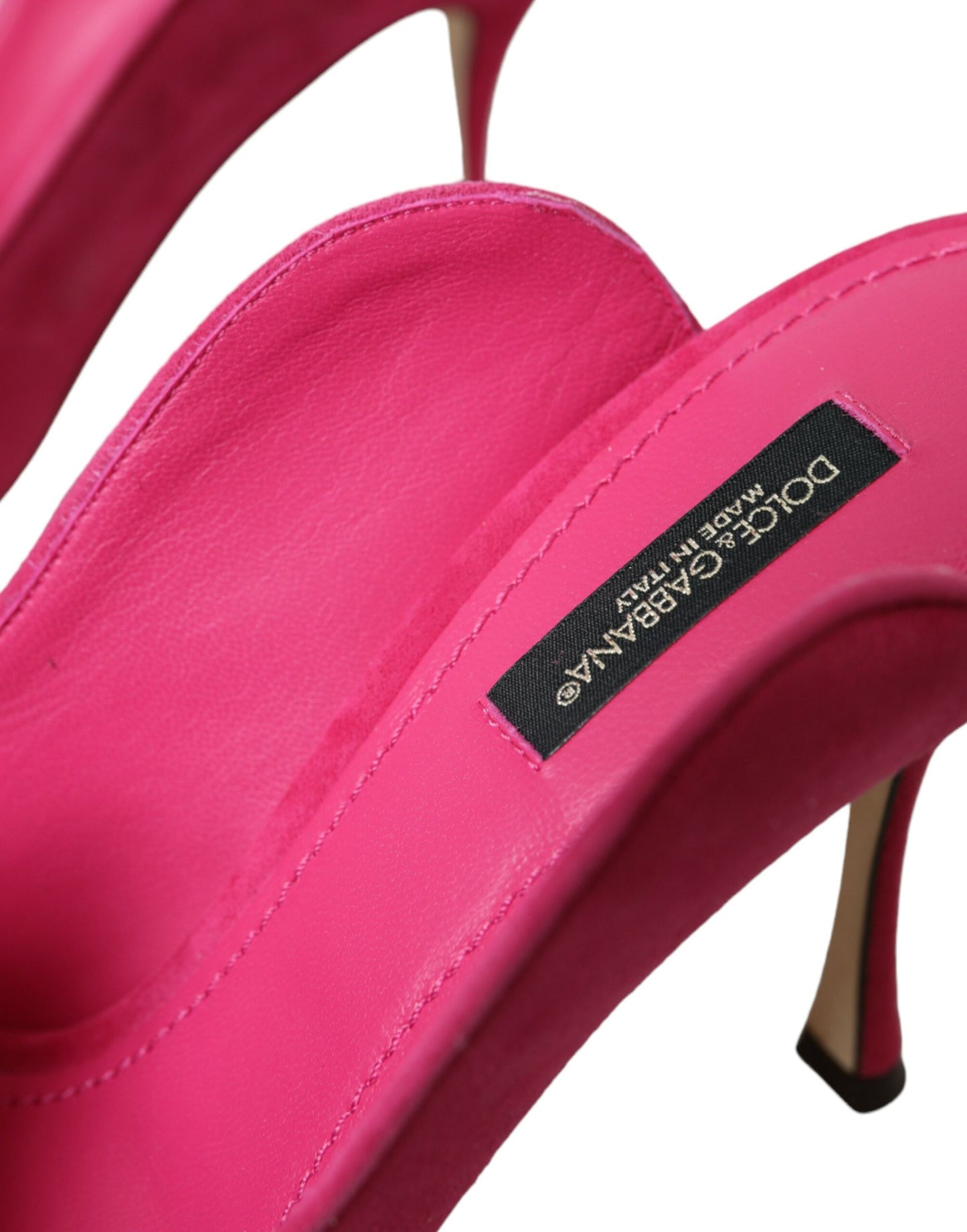 Dolce &amp; Gabbana Fuchsia Suede Leather Mules Sandals Shoes