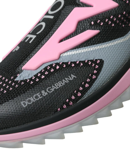 Dolce &amp; Gabbana Black Pink Slip On Sorrento Sneakers Shoes