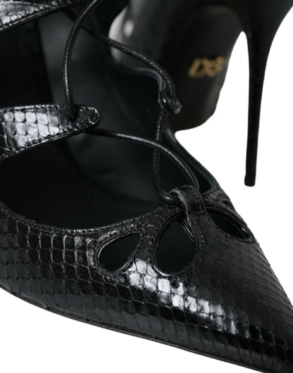 Dolce &amp; Gabbana Black Python Leather Mary Jane Pumps Shoes