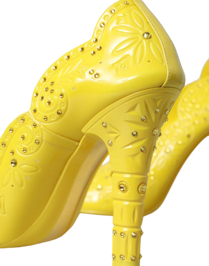 Dolce &amp; Gabbana Yellow Crystal CINDERELLA Heels Pumps Shoes