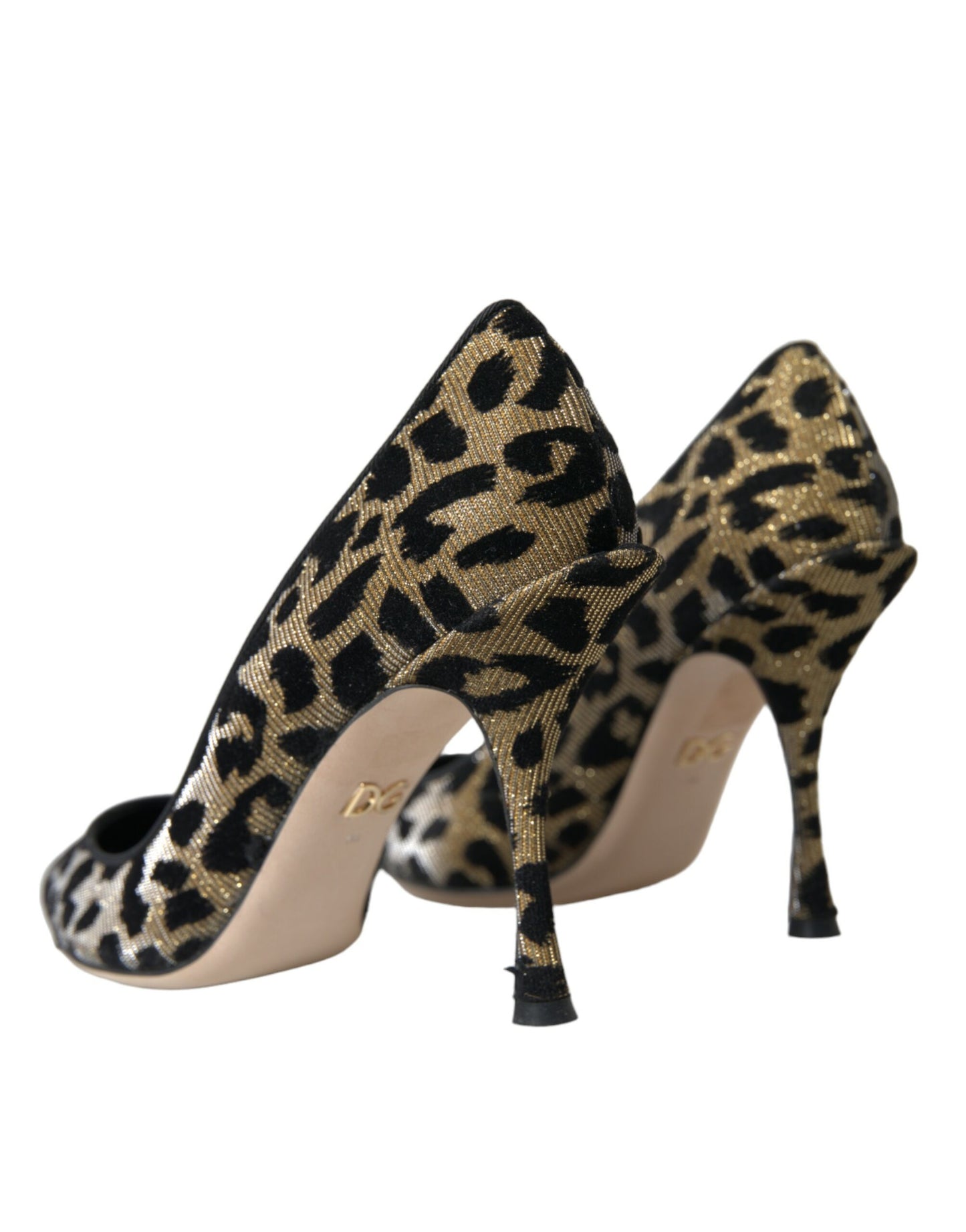 Dolce &amp; Gabbana Black Gold Leopard Lurex Heels Pumps Shoes