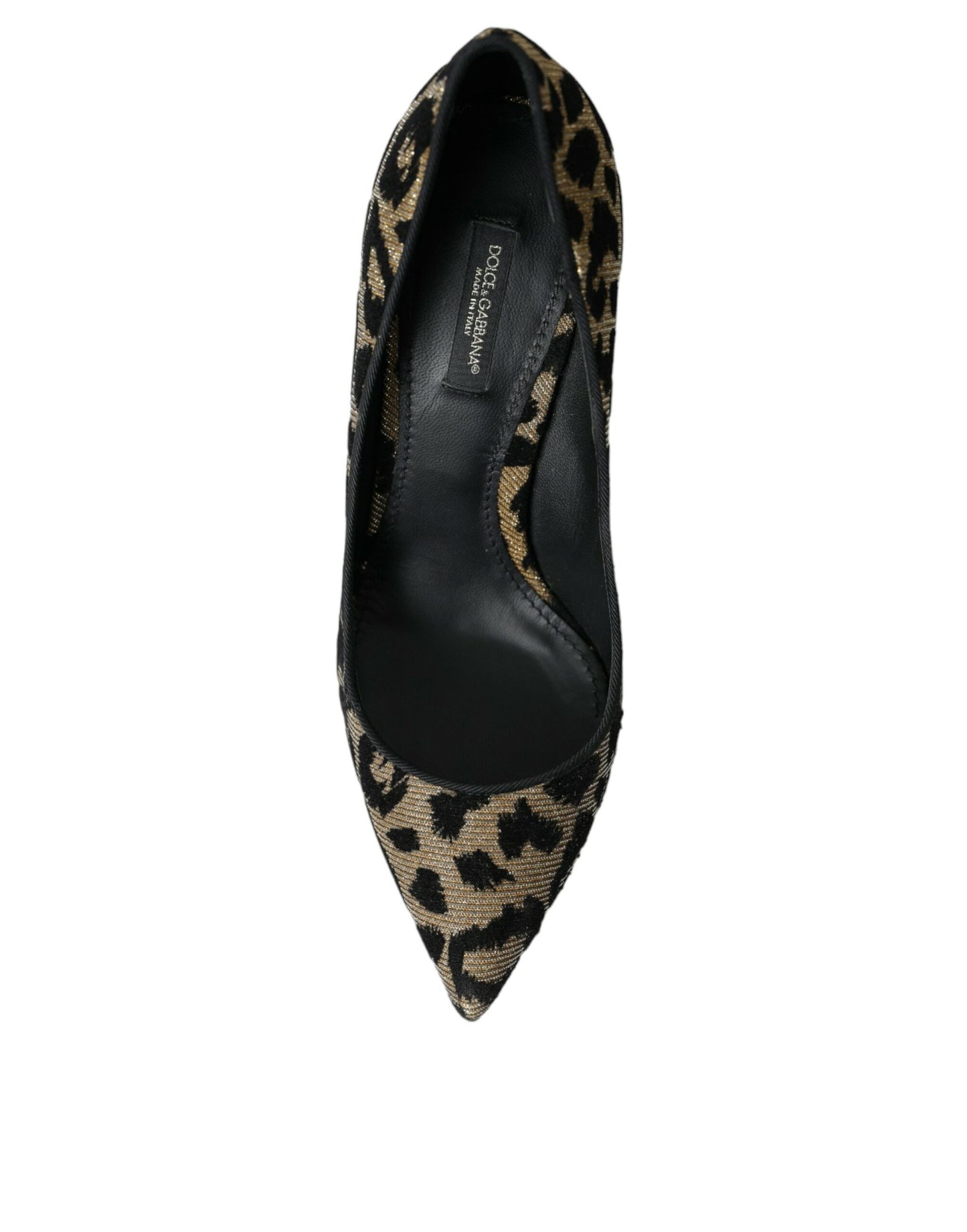 Dolce &amp; Gabbana Black Gold Leopard Lurex Heels Pumps Shoes