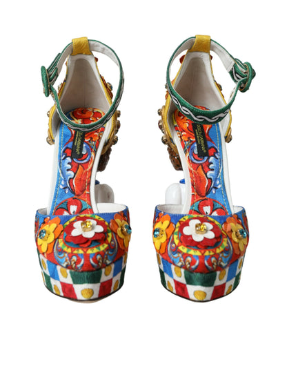 Dolce &amp; Gabbana Multicolor Carretto Embellished Sandals Shoes