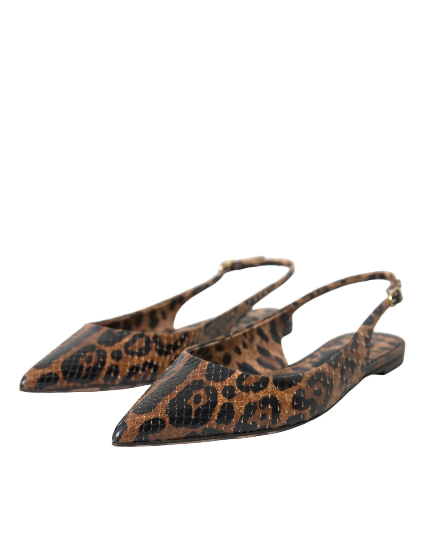 Dolce &amp; Gabbana Brown Leopard Exotic Skin Slingback Shoes