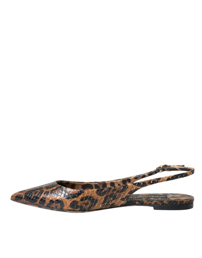 Dolce &amp; Gabbana Brown Leopard Exotic Skin Slingback Shoes