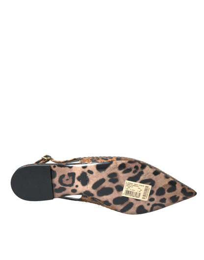 Dolce &amp; Gabbana Brown Leopard Exotic Skin Slingback Shoes