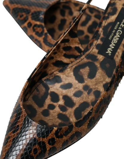 Dolce &amp; Gabbana Brown Leopard Exotic Skin Slingback Shoes