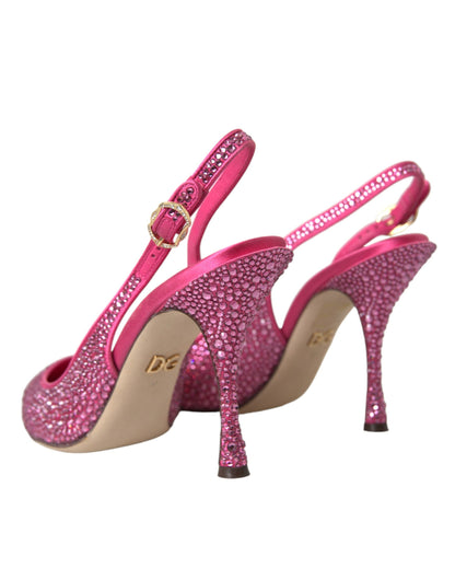 Dolce &amp; Gabbana Pink Slingbacks Crystal Pumps Shoes