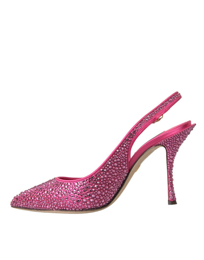 Dolce &amp; Gabbana Pink Slingbacks Crystal Pumps Shoes