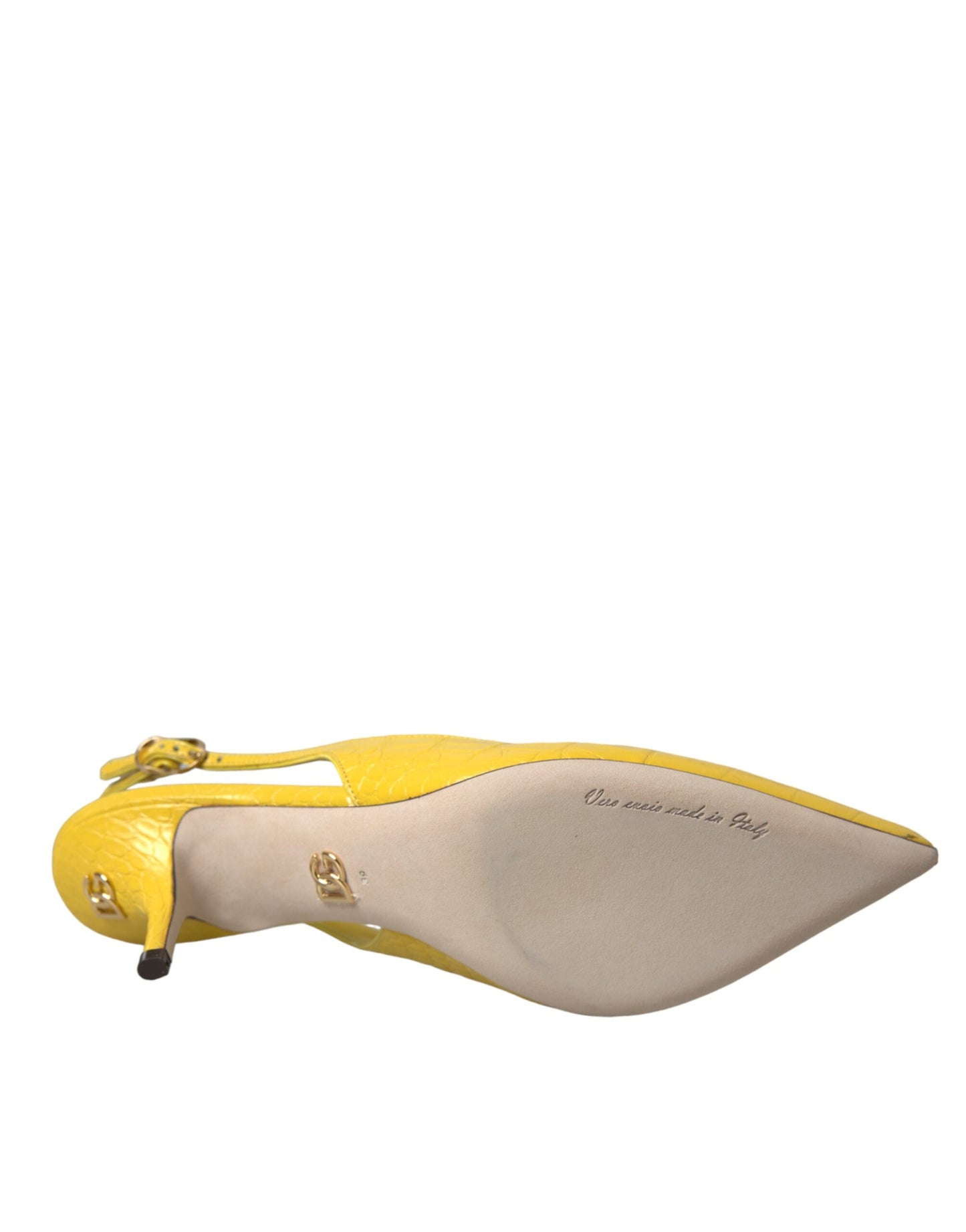 Dolce &amp; Gabbana Yellow Leather Slingbacks Heels Shoes