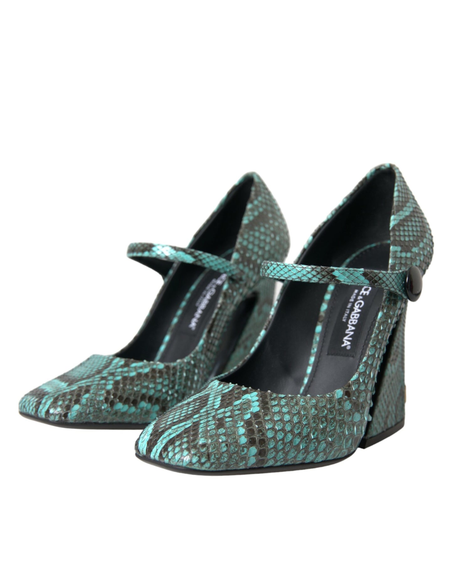 Dolce &amp; Gabbana Aqua Python Leather Mary Jane Pumps Shoes