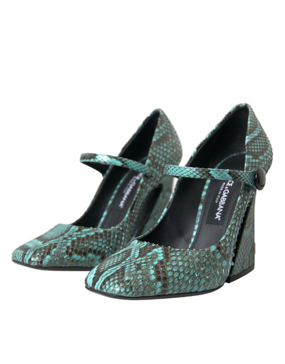 Dolce &amp; Gabbana Aqua Python Leather Mary Jane Pumps Shoes