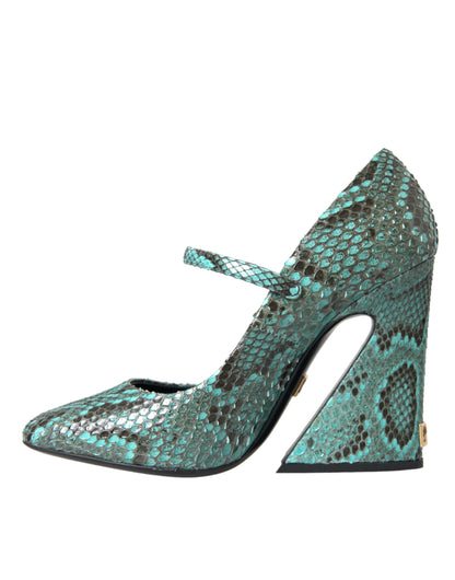 Dolce &amp; Gabbana Aqua Python Leather Mary Jane Pumps Shoes