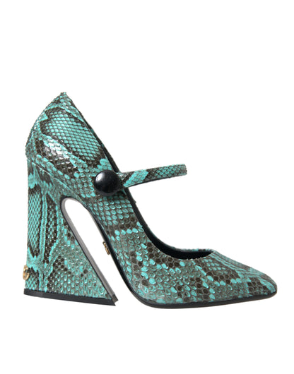 Dolce &amp; Gabbana Aqua Python Leather Mary Jane Pumps Shoes