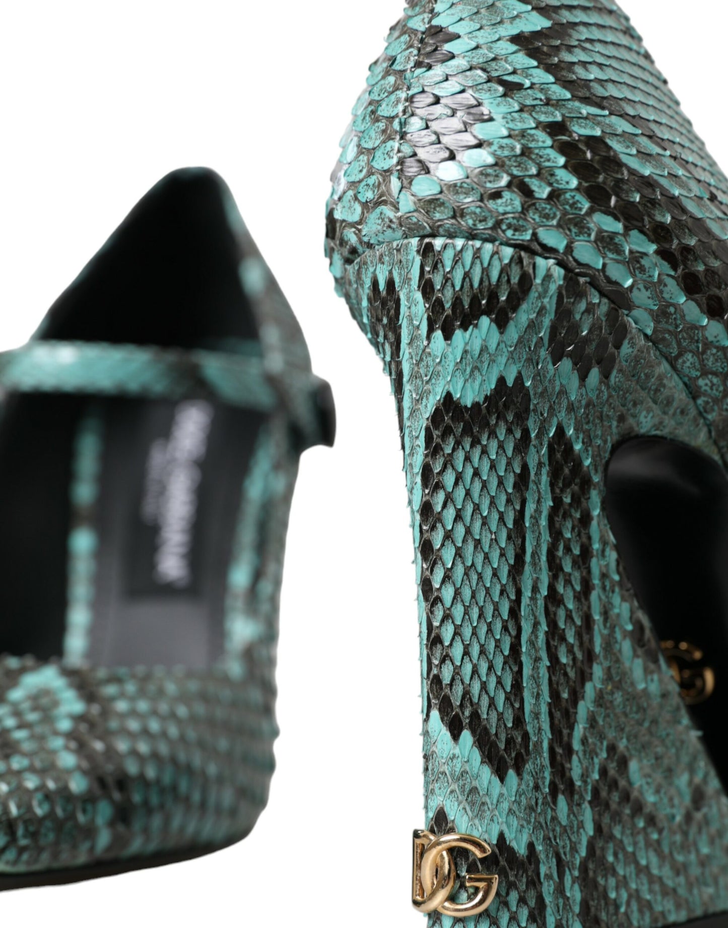 Dolce &amp; Gabbana Aqua Python Leather Mary Jane Pumps Shoes