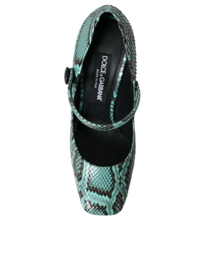 Dolce &amp; Gabbana Aqua Python Leather Mary Jane Pumps Shoes