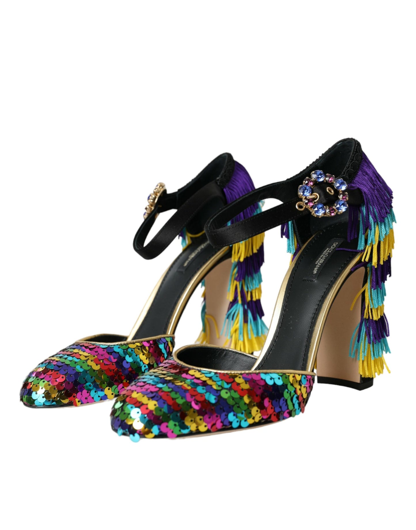 Dolce &amp; Gabbana Multicolor Sequin Crystal Mary Jane Shoes