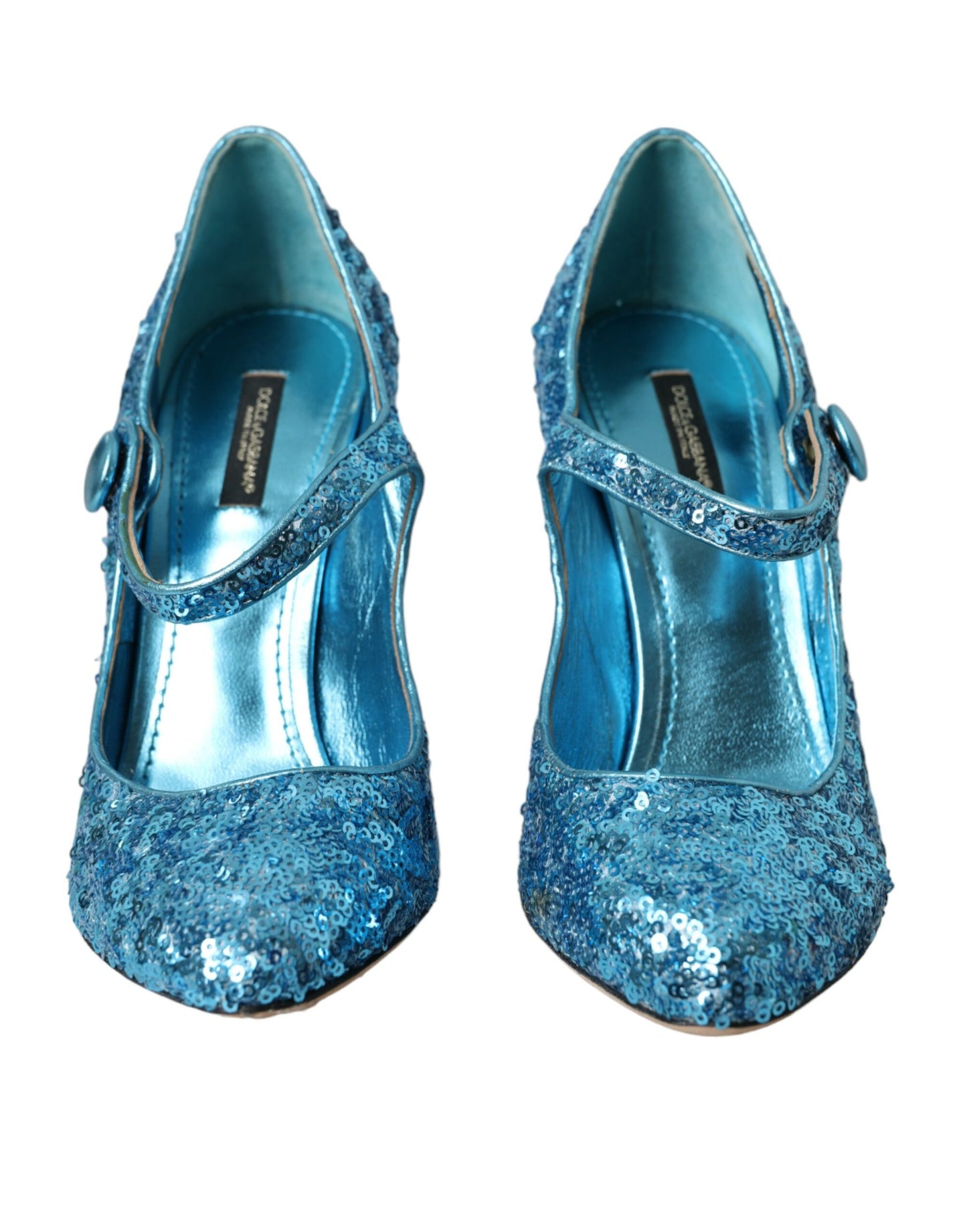 Dolce &amp; Gabbana Blue Sequin Mary Jane Pumps High Heels Shoes