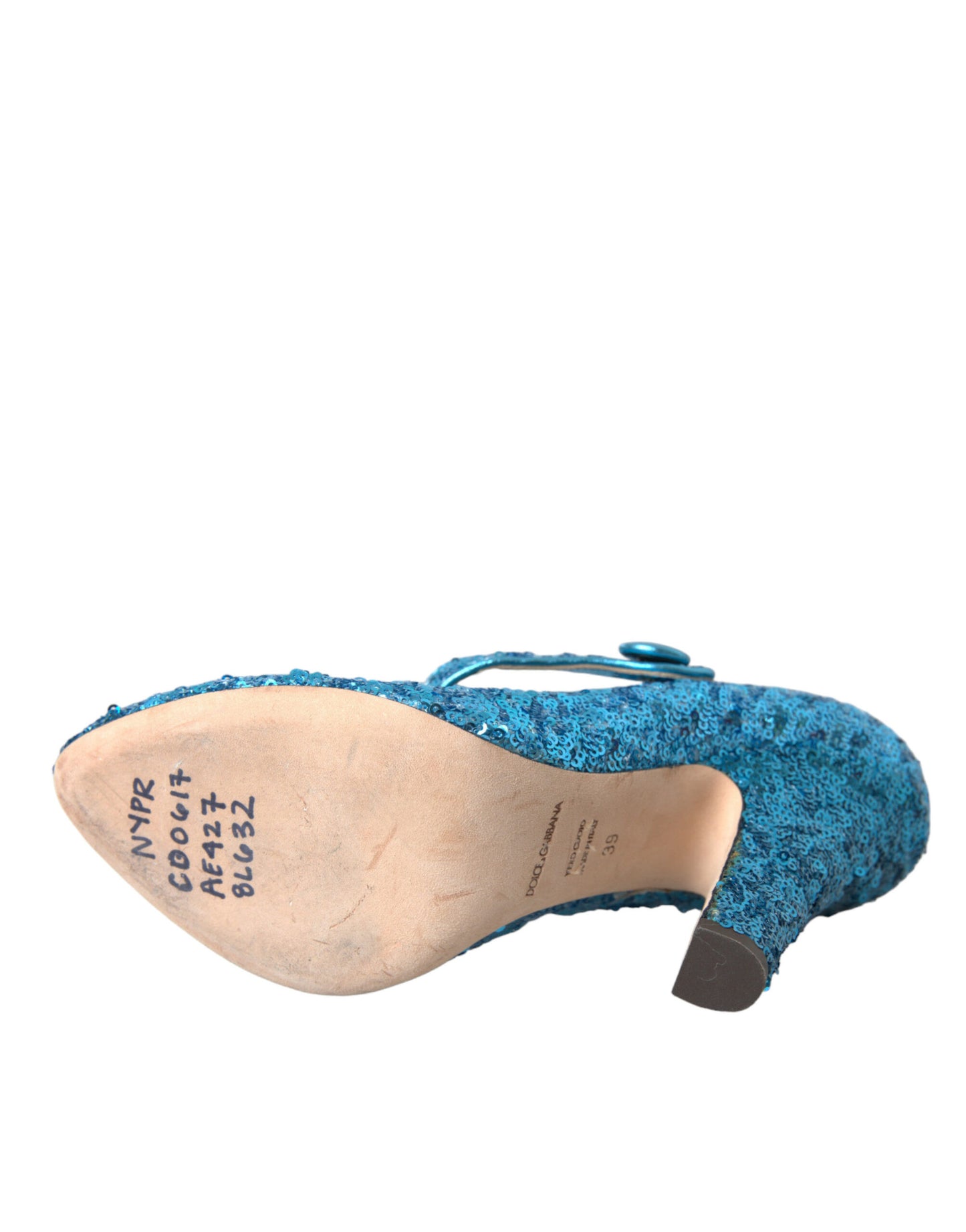 Dolce &amp; Gabbana Blue Sequin Mary Jane Pumps High Heels Shoes