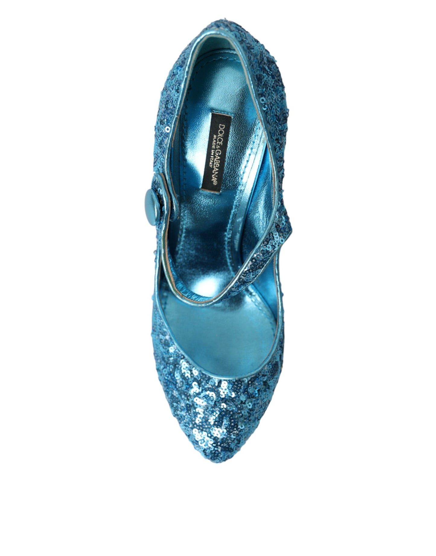 Dolce &amp; Gabbana Blue Sequin Mary Jane Pumps High Heels Shoes