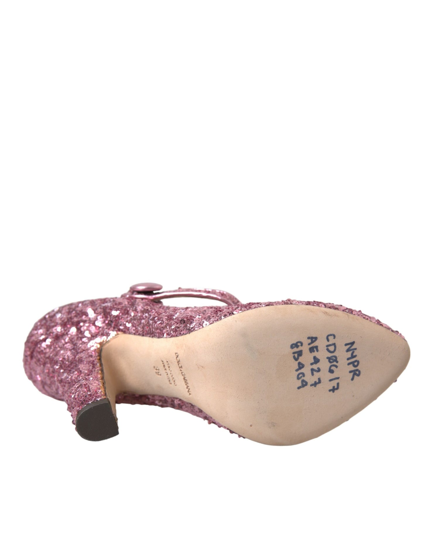 Dolce &amp; Gabbana Pink Sequin Mary Jane Pumps High Heels Shoes