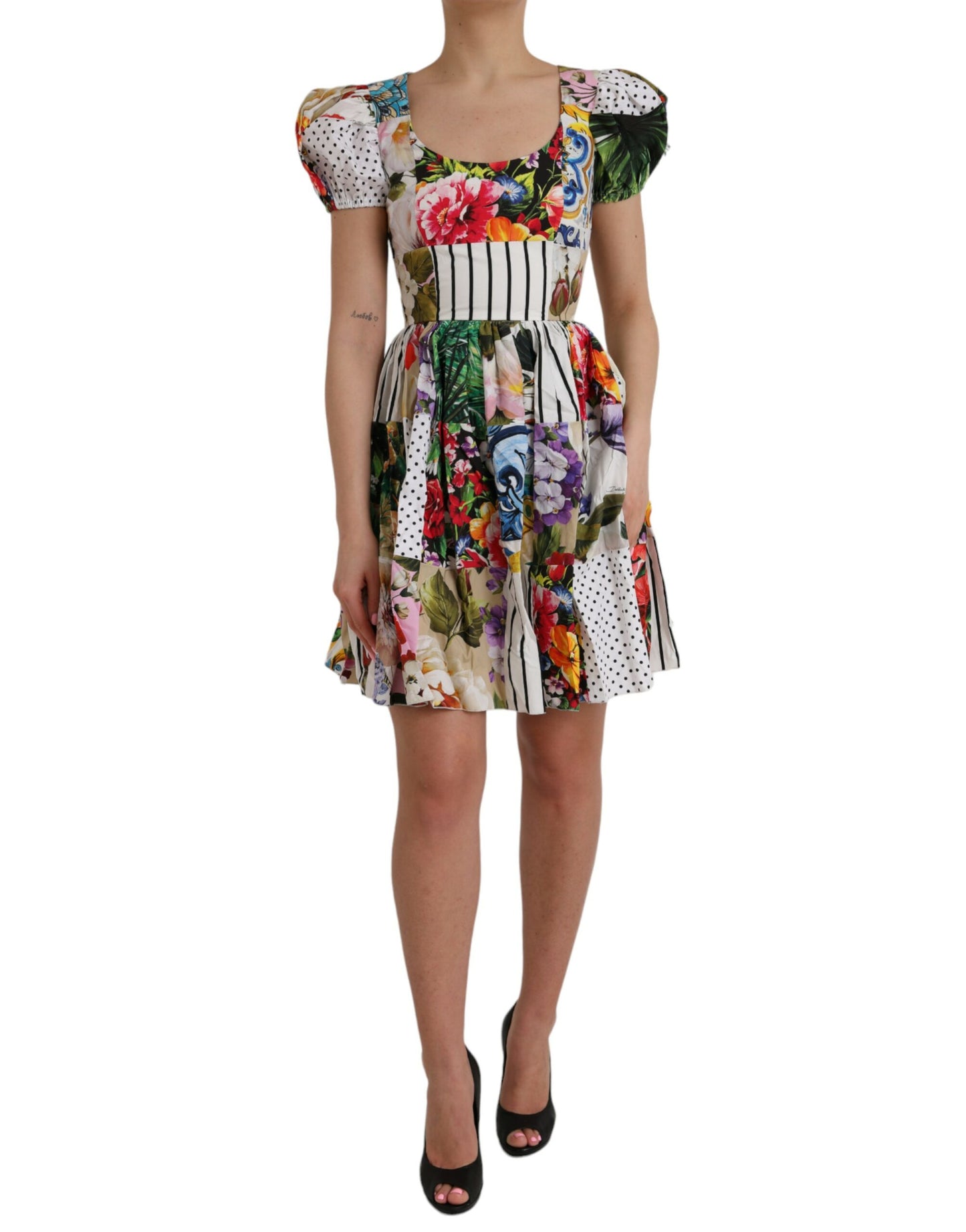 Dolce &amp; Gabbana Multicolor Patchwork Cotton Aline Mini Dress