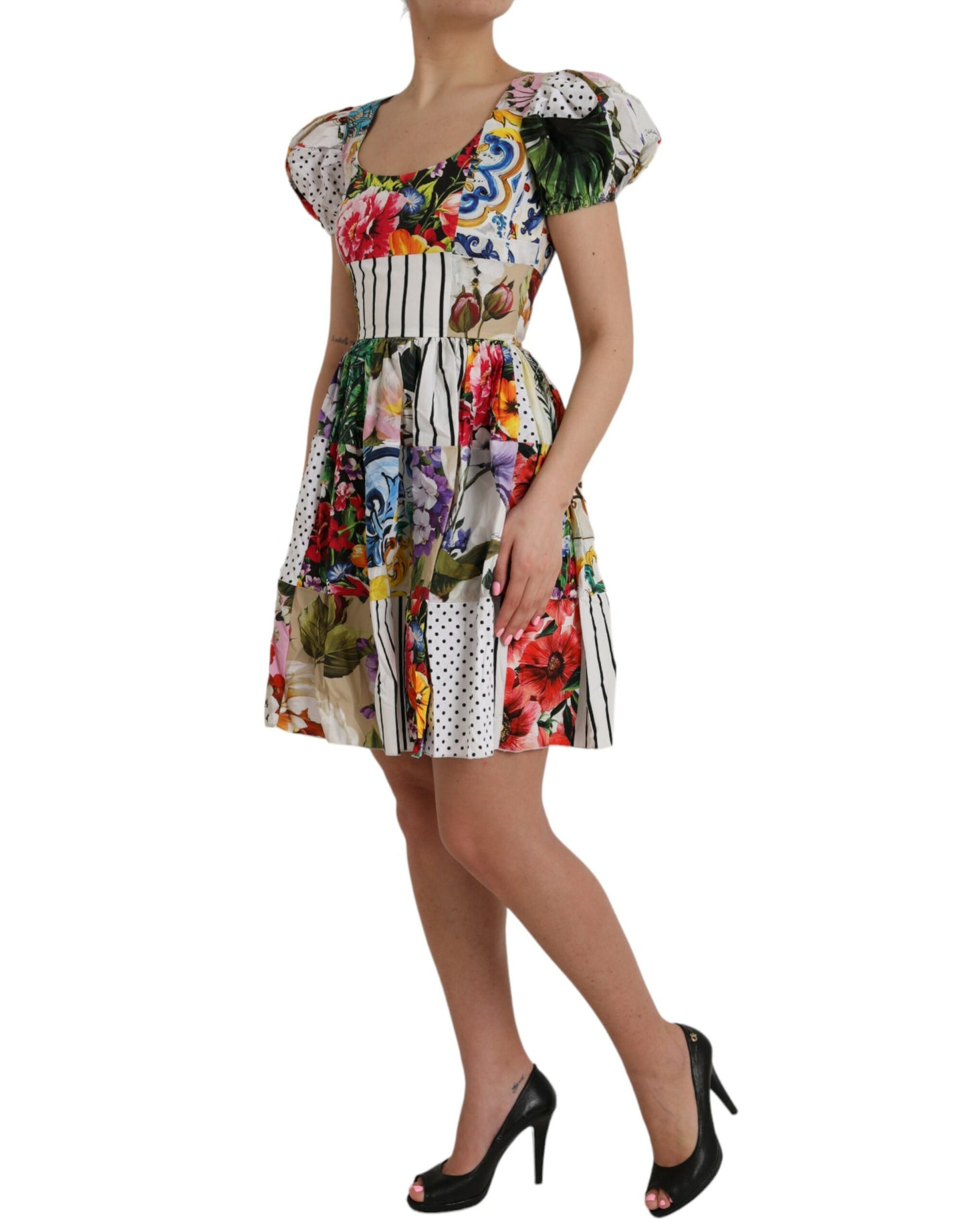 Dolce &amp; Gabbana Multicolor Patchwork Cotton Aline Mini Dress