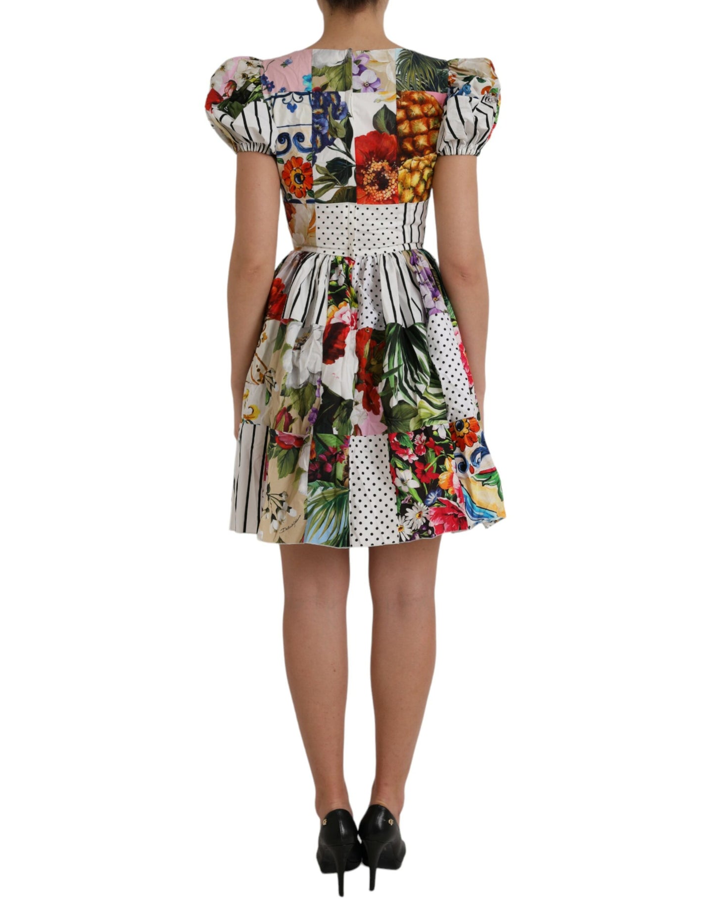 Dolce &amp; Gabbana Multicolor Patchwork Cotton Aline Mini Dress